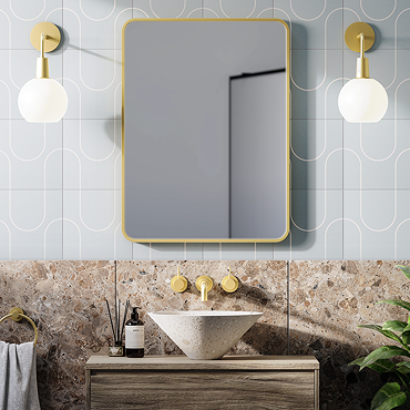 Arezzo Brushed Brass 800 x 600 Rectangular Mirror