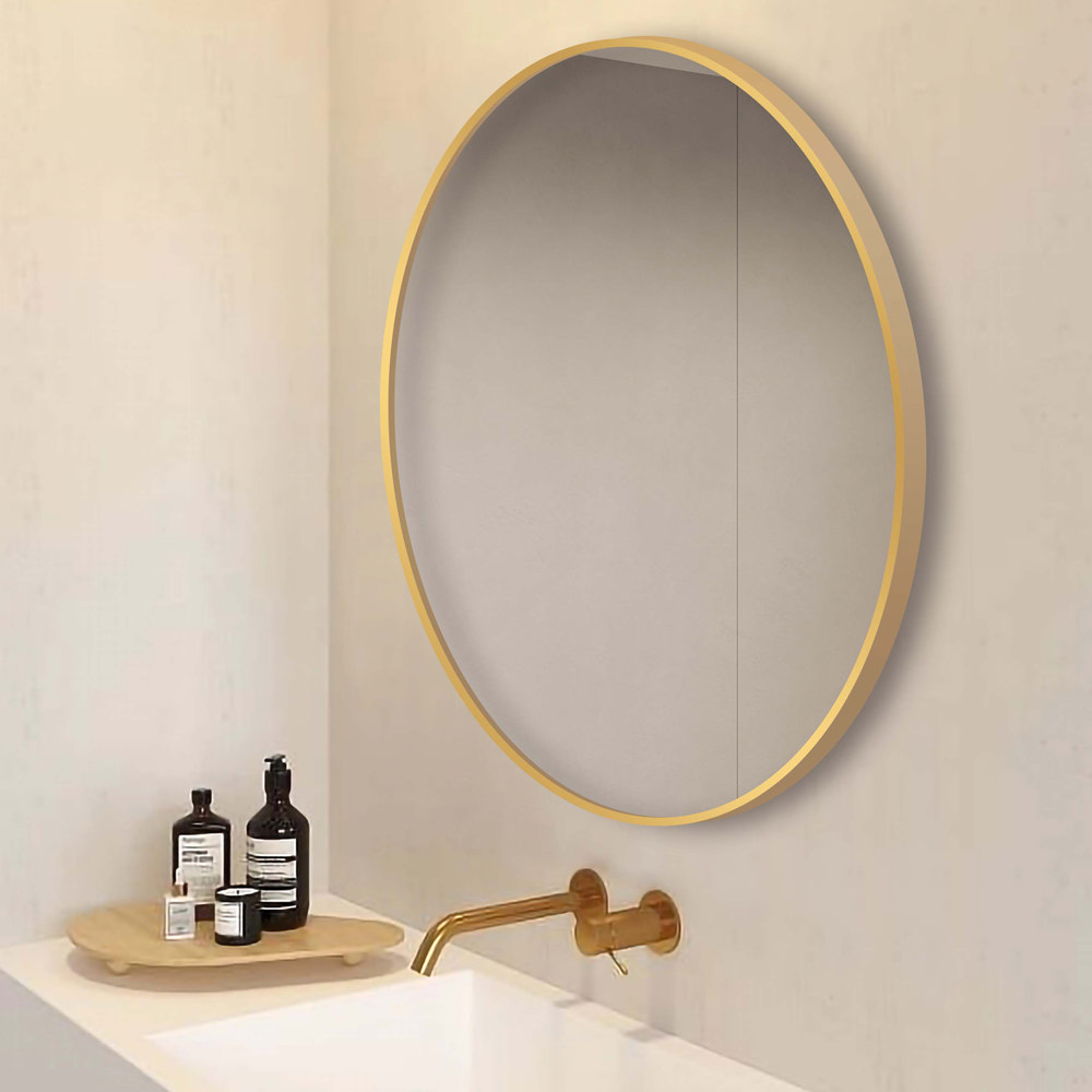 Arezzo Brushed Brass 800mm Round Mirror