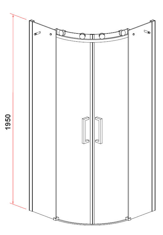 Arezzo Brushed Brass 900 x 900mm Frameless Quadrant Shower Enclosure