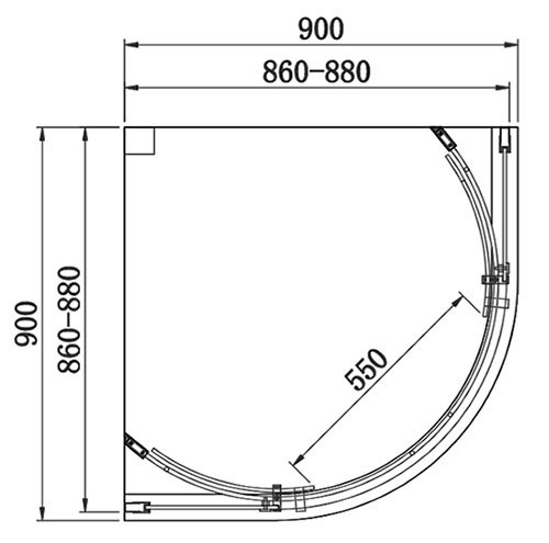 Arezzo Brushed Brass 900 x 900mm Frameless Quadrant Shower Enclosure