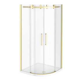 Arezzo Brushed Brass 900 x 900mm Frameless Quadrant Shower Enclosure