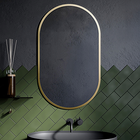 Arezzo Brushed Brass Capsule Mirror 600 x 1000mm 