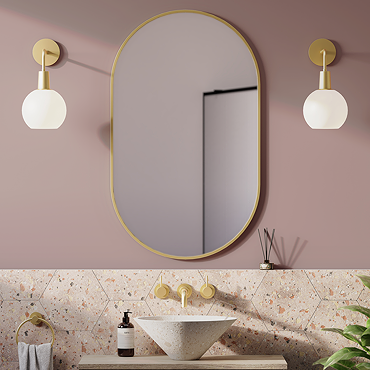 Arezzo Brushed Brass Capsule Mirror 600 x 1000mm 