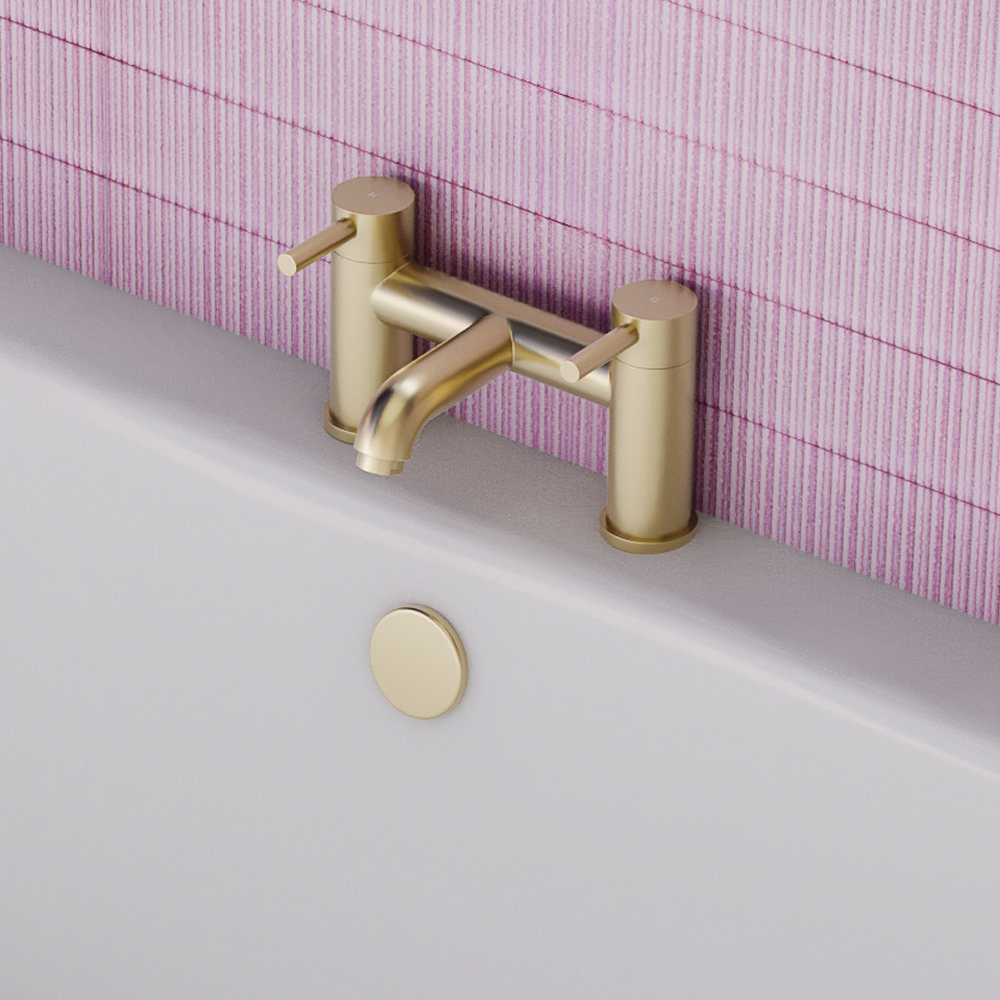 Arezzo Brushed Brass Complete Modern Bathroom Package Incl L Shaped