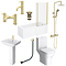 Arezzo Brushed Brass Complete Modern Bathroom Package (incl. L-Shaped Bath)