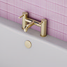 Arezzo Brushed Brass Complete Modern Bathroom Package (incl. P-Shaped Bath)