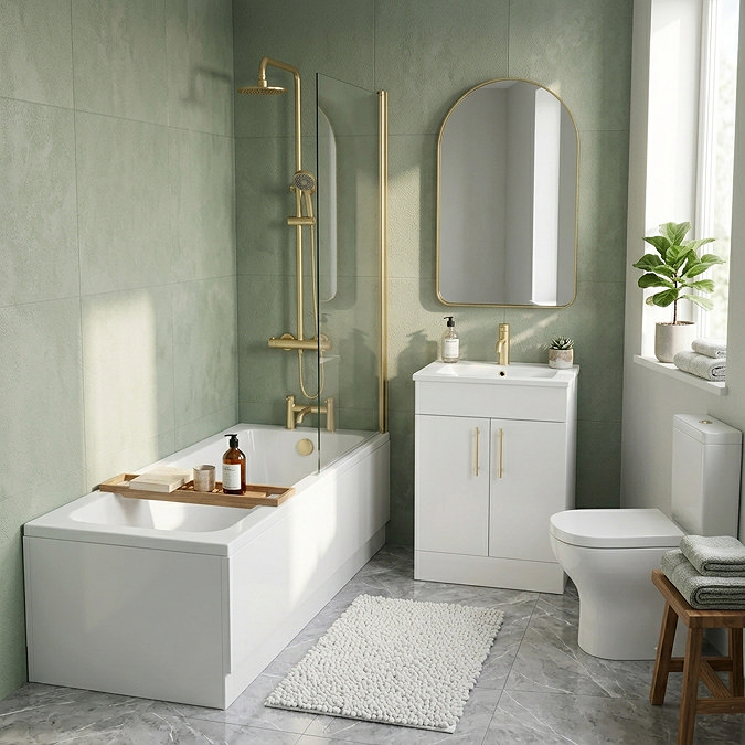 Arezzo Brushed Brass Complete Modern Bathroom Package
