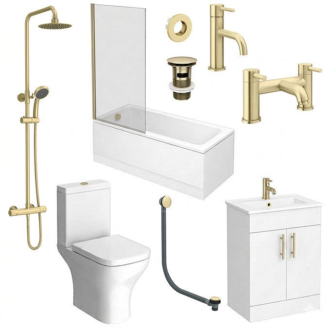 Arezzo Brushed Brass Complete Modern Bathroom Package