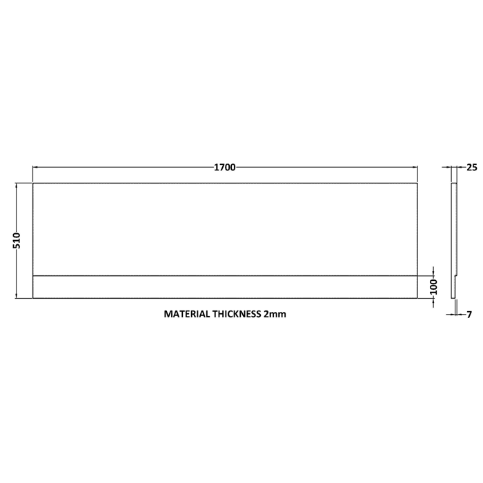 1700 x 750 Reinforced Bath
