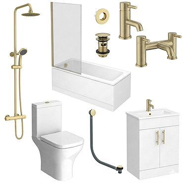 Arezzo Brushed Brass Complete Modern Bathroom Package