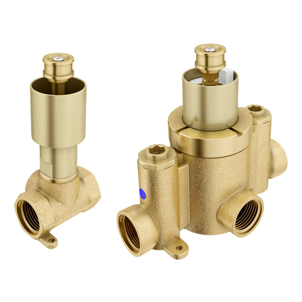 Arezzo Brushed Brass Concealed Individual Diverter Thermostatic