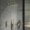 Arezzo Brushed Brass Concealed Individual Diverter + Thermostatic Control Shower Valve  In Bathroom 