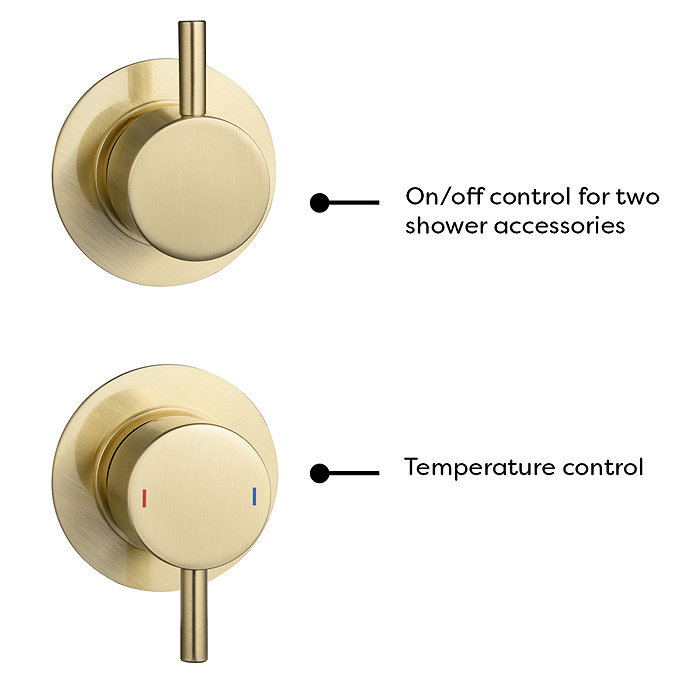 Arezzo Brushed Brass Concealed Individual Diverter + Thermostatic Control Shower Valve  additional L