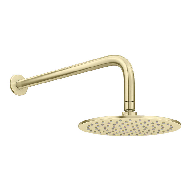 Arezzo Brushed Brass Concealed Individual Diverter + Thermostatic Control Valve w. 4 Body Jets + Fix