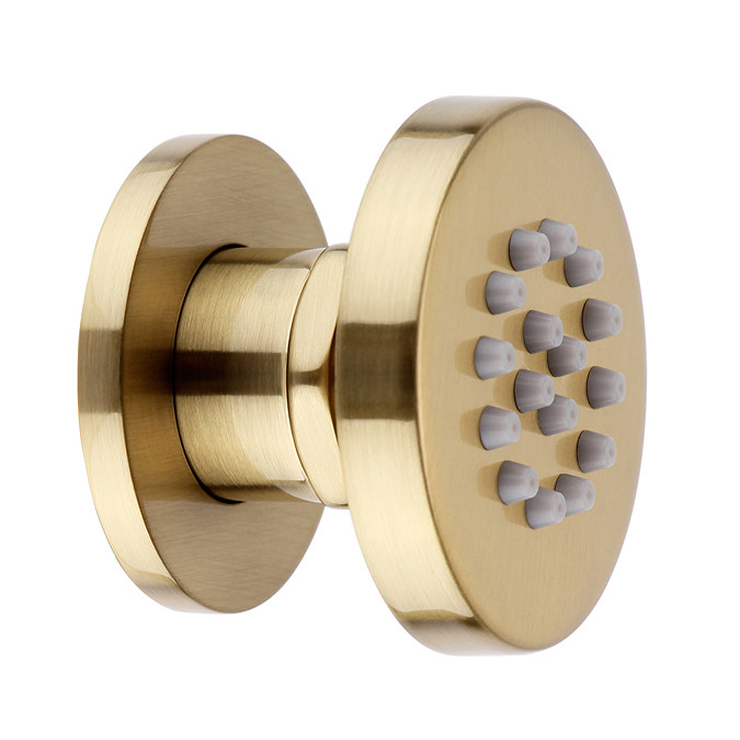 Arezzo Brushed Brass Concealed Individual Diverter + Thermostatic Control Valve w. 4 Body Jets + Fix