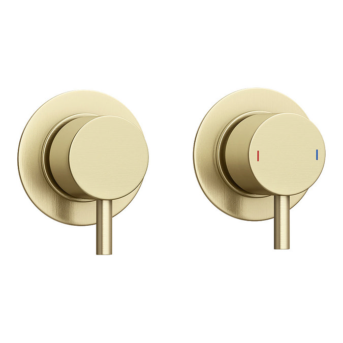 Arezzo Brushed Brass Concealed Individual Diverter + Thermostatic Control Valve w. 4 Body Jets + Fix