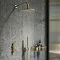 Arezzo Brushed Brass Concealed Individual Diverter + Thermostatic Control Valve with Handset + Wall 