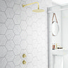 Arezzo Brushed Brass Concealed Individual Stop Tap + Thermostatic Control Shower Valve  Standard Lar