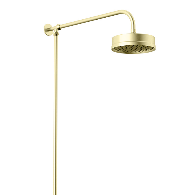 Arezzo Brushed Brass Dual Exposed Thermostatic Shower Valve with Rigid Riser Kit