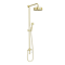 Arezzo Brushed Brass Dual Exposed Valve with Rigid Riser Kit, 195mm Shower Head, Handshower & Diverter