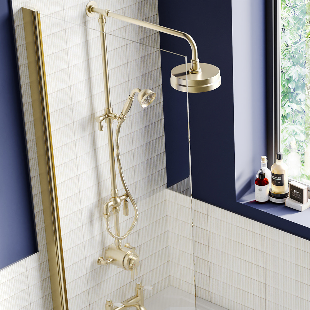 Arezzo Brushed Brass Dual Exposed Valve with Rigid Riser Kit