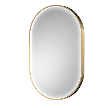 Arezzo Brushed Brass Frame Oval LED Illuminated Anti-Fog Bathroom Mirror 800 x 500mm