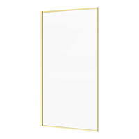 Arezzo Brushed Brass Framed 6mm Glass Fixed Bath Screen (800 x 1500mm) Large Image