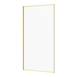 Arezzo Brushed Brass Framed 6mm Glass Fixed Bath Screen (800 x 1500mm) Large Image