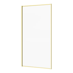Arezzo Brushed Brass Framed 6mm Glass Fixed Bath Screen (800 x 1500mm) Large Image