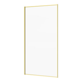 Arezzo Brushed Brass Framed 6mm Glass Fixed Bath Screen (800 x 1500mm) Large Image