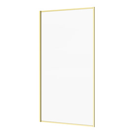 Arezzo Brushed Brass Framed 6mm Glass Fixed Bath Screen (800 x 1500mm) Large Image