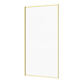 Arezzo Brushed Brass Framed 6mm Glass Fixed Bath Screen (800 x 1500mm) Large Image