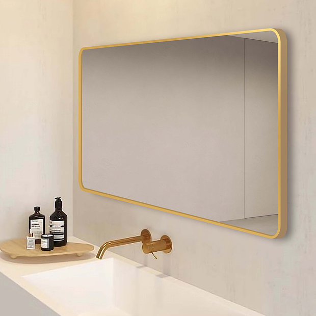 Arezzo Brushed Brass Framed Bathroom Mirror - 1400 x 700mm | Victorian ...