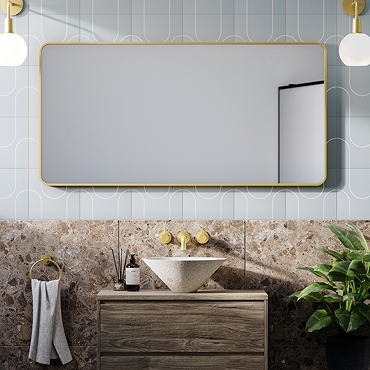 Arezzo Brushed Brass Framed Bathroom Mirror - 1400 x 700mm