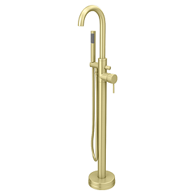 Arezzo Brushed Brass Freestanding Bath Tap with Shower Mixer