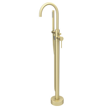 Arezzo Brushed Brass Freestanding Bath Tap with Shower Mixer
