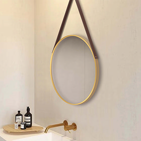 Arezzo Brushed Brass Hanging 600mm Round Bathroom Mirror