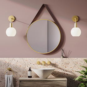 Arezzo Brushed Brass Hanging 600mm Round Bathroom Mirror