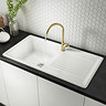Arezzo Brushed Brass Industrial Style 1-Touch Kitchen Mixer Tap  In Bathroom Large Image