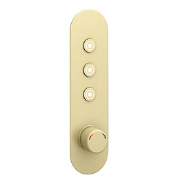 Arezzo Brushed Brass Industrial Style Push Button Shower Valve (3 Outlets) Large Image