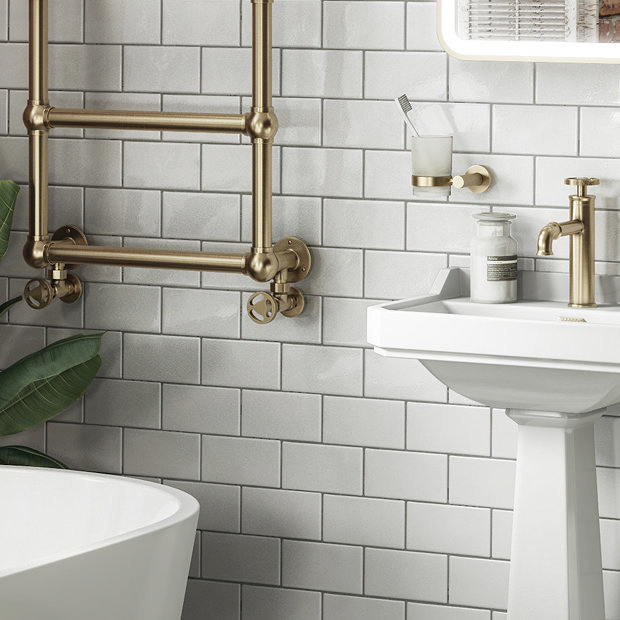 Arezzo Brushed Brass Industrial Style Angled Radiator Valves