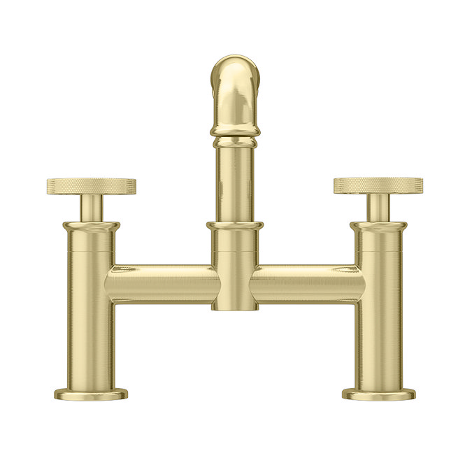 Arezzo Brushed Brass Industrial Style Bath Filler  Standard Large Image