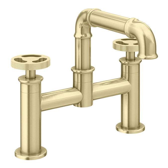 Arezzo Brushed Brass Industrial Style Bath Filler  Feature Large Image