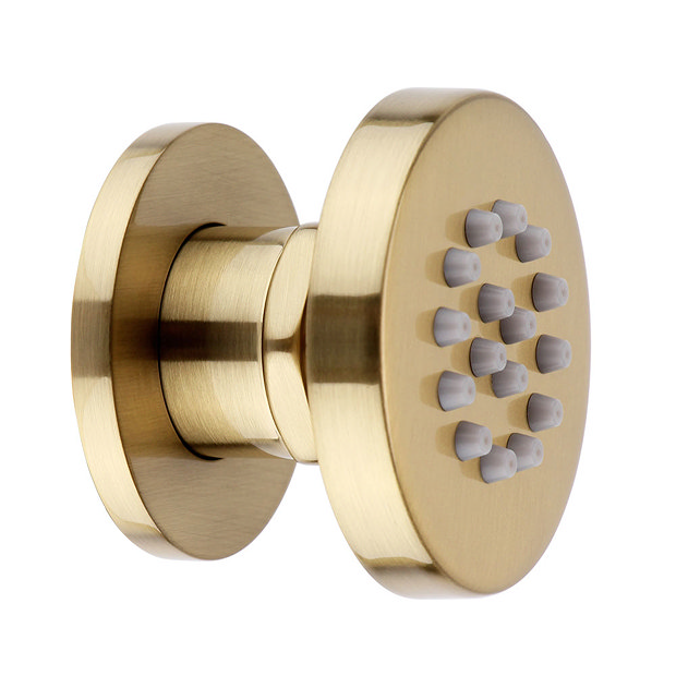 Arezzo Brushed Brass Industrial Style Push Button Shower Valve with Diverter, Handset, Fixed Shower 