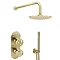Arezzo Brushed Brass Industrial Style Shower System with Concealed Valve, Head + Handset  Newest Lar