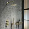 Arezzo Brushed Brass Industrial Style Shower System with Concealed Valve, Head + Handset Large Image