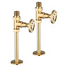 Arezzo Brushed Brass Industrial Style Straight Radiator Valves incl. Stand Pipes Large Image