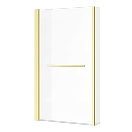 Arezzo Brushed Brass L-Shaped Hinged Bath Screen + Rail