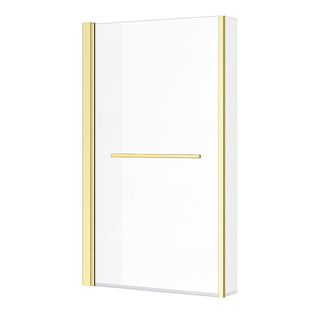 Arezzo Brushed Brass L-Shaped Hinged Bath Screen + Rail