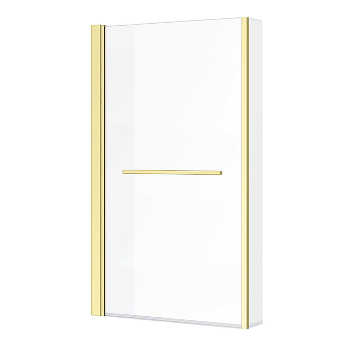 Arezzo Brushed Brass L-Shaped Hinged Bath Screen + Rail